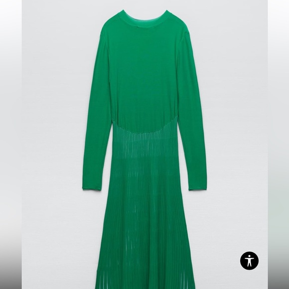ZARA PLEATED KNIT MIDI DRESS - Picture 8 of 9